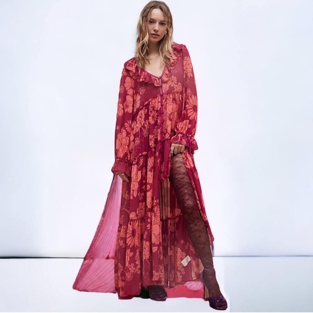 NWOT Free People Valeria Maxi dress in Berry Combo!